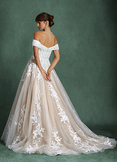 Azazie Becca Robes de mariée Robe Trapèze en Tulle Décolleté en cœur Diamant Nude image2