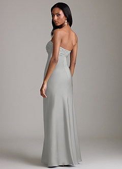 Azazie Saylor Vestidos de damas de honor Vestido de Plata de Satén Elástico de Corte Sirena con Sin tirantes image5