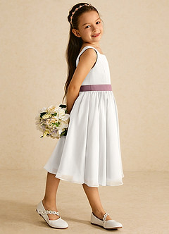 Azazie Elina Flower Girl Dresses Ivory Vintage Mauve A-Line Sleeveless Chiffon Dress image3