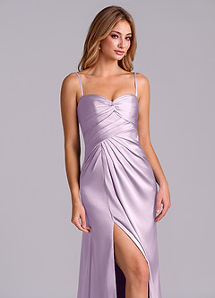 Azazie Sabrine Final Sale Frosted Lilac A-Line Sweetheart Neckline Stretch Satin Dress image6