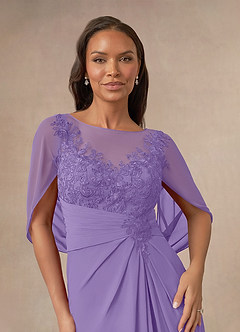 Azazie Hera Mother of the Bride Dresses Tahiti A-Line Lace Capelet Chiffon Dress image5