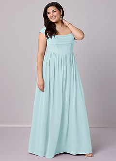 Barbie ♥ Azazie Bridesmaid Dresses Sea Glass A-Line Corset Chiffon Dress image21
