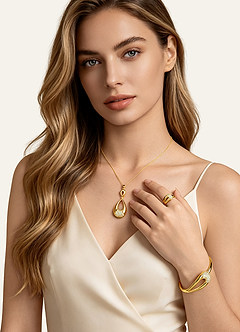 front Gold Zirconia Jewelry Set