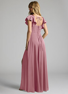 Azazie Bondi Bridesmaid Dresses Vintage Mauve A-Line Bow Stretch Satin Dress image3