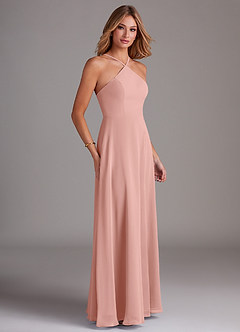 Azazie Bailey Bridesmaid Dresses Rosette A-Line Halter Side Slit Chiffon Dress image6