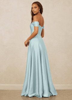 Christian Siriano Bridal for Azazie 1002 Bridesmaid Dresses Mist A-Line Off the Shoulder Stretch Satin Convertible Dress image3