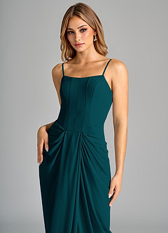 Azazie Anaïs Bridesmaid Dresses Pine Sheath Strapless Chiffon Dress image7