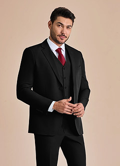 front James Black Structured Stretch Suit Jacket