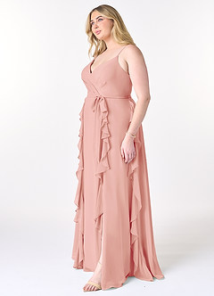Azazie Peyton Robes de demoiselle d'honneur Robe Trapèze en Mousseline de soie Rayé Rosette image9