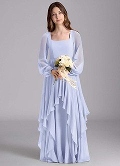 Azazie Clara Junior Abito A-Line in Chiffon Blusa Lavanda image7