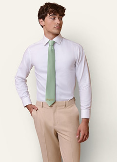 front Personalisierte breite Krawatte aus Stretch-Satin mit Stickerei