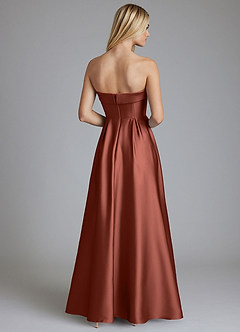 Azazie Lucienne Bridesmaid Dresses Auburn A-Line Strapless Stretch Satin Convertible Dress image2