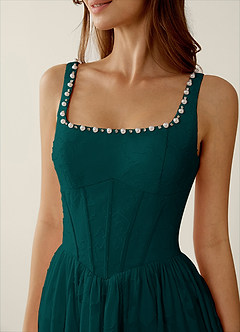 Megan Forest Green Lace A-line Prom Dress image6