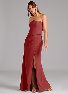 Azazie Jenine Bridesmaid Dresses Rust Mermaid Strapless Chiffon Dress image4