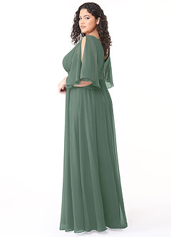 Azazie Temeka Bridesmaid Dresses Eucalyptus A-Line Ruched Chiffon Dress image10