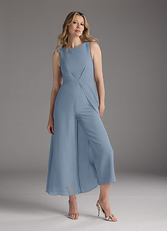 Azazie Anitta Mother of the Bride Dresses Dusty Blue Jumpsuit/Pantsuit Pleated Stretch Crepe Dress image2