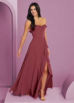 Barbie ♥ Azazie Bridesmaid Dresses Merlot A-Line Sweetheart Neckline Chiffon Dress image4