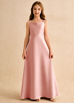 Azazie Joella Girls Formal Flower Girl Dresses Rosette A-Line Pleated Matte Satin Dress image5