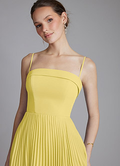 Azazie Mariana Brautjungfernkleider A-Linie Schulterfrei Chiffon Kleid Kanarienvogel image4