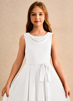 Azazie Wonderland Girls Formal Flower Girl Dresses Ivory A-Line Pleated Chiffon Dress image6