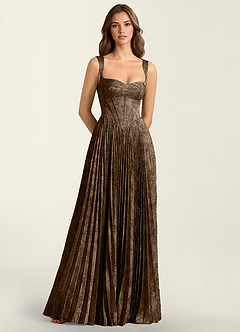 Simone Coffee Brown Lace Corset A-line Dress
