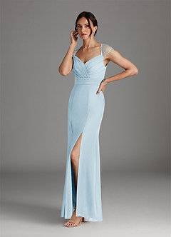 Azazie Blanchett Final Sale Sky Blue Mermaid Sequins Chiffon Dress image4