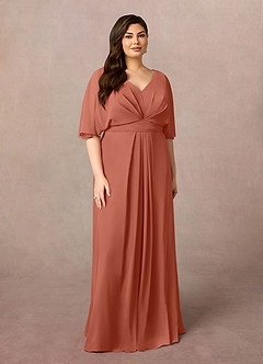 Azazie Oksana Vestidos para mãe da noiva Vestido Argila de Chiffon de Linha A com Plissado image6