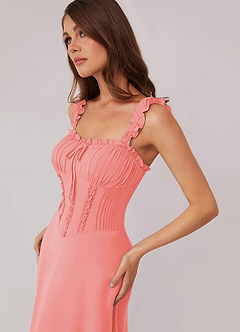 Barbie ♥ Azazie Bridesmaid Dresses Coral A-Line Sweetheart Neckline Chiffon Dress image5