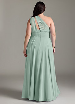 Azazie Charlize Bridesmaid Dresses Agave A-Line One Shoulder Chiffon Dress image8