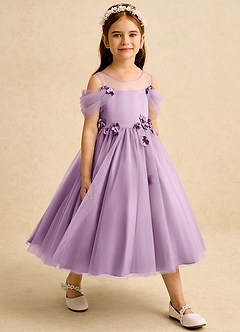 Azazie Juni Abiti da Ragazza di Fiori Abito Principessa in Tulle Plissettato Glicine image6