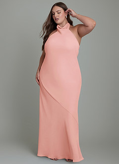 Azazie Velli Bridesmaid Dresses Rosette Mermaid High Neck Chiffon Dress image11