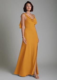 Azazie Jayden Bridesmaid Dresses Butterscotch A-Line Side Slit Chiffon Dress image5