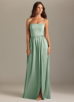 Azazie Calianna Bridesmaid Dresses Agave A-Line Off the Shoulder Stretch Satin Convertible Dress image8