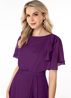 Azazie Aaliyah Modest Bridesmaid Dresses A-Line Scoop Pleated Chiffon Floor-Length Dress image5