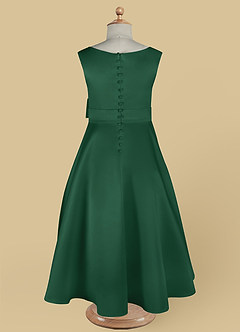Azazie Lindy Flower Girl Dresses Dark Green A-Line Pleated Matte Satin Dress image14