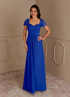 Azazie Gwenyth Mother of the Bride Dresses Royal Blue A-Line Lace Chiffon Dress image3