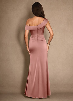 Azazie Hamptons Mother of the Bride Dresses Rosette A-Line Pleated Stretch Satin Dress image2