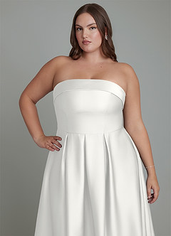 Azazie Lucienne Bridesmaid Dresses White A-Line Strapless Stretch Satin Convertible Dress image13