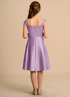 Azazie Budle Girls Formal Flower Girl Dresses Wisteria A-Line Pleated Matte Satin Dress image2