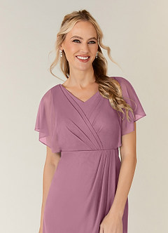 Azazie Waverly Mother of the Bride Dresses Vintage Mauve Sheath Pleated Mesh Dress image5