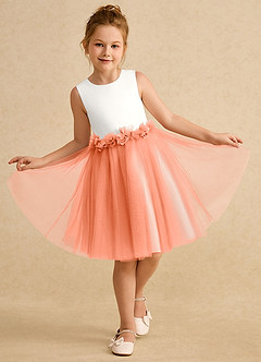 Azazie Louisa Flower Girl Dresses Ivory Sunset A-Line Sleeveless Tulle Dress image4