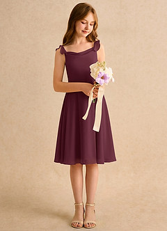 Azazie Pup Blumenmädchenkleider A-Linie Plissee Chiffon Kleid Cabernetrot image3