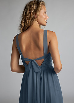 Azazie Aziza Bridesmaid Dresses Neptune A-Line V-Neck Pleated Chiffon Dress image6