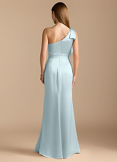 Azazie Rinna Bridesmaid Dresses Mist Mermaid Ruched Metallic Satin Dress image7
