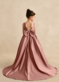 Azazie Mimia Flower Girl Dresses Cedar Rose A-Line Bow Matte Satin Dress image2