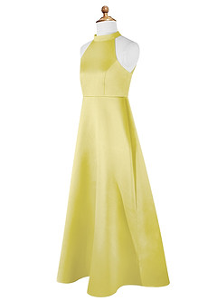 Azazie Laurel Junior Robe Trapèze en Mat Satiné Sorbet Citron image8