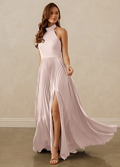 Christian Siriano Bridal for Azazie 1007 Bridesmaid Dresses Blushing Pink A-Line Pleated Stretch Satin Dress image3