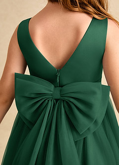 Azazie Winnie Flower Girl Dresses Dark Green Ball-Gown Bow Tulle Dress image7