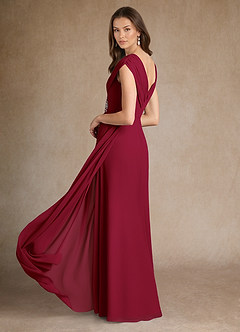 Azazie Bronson Mother of the Bride Dresses Burgundy A-Line Pleated Chiffon Dress image3