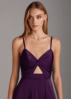 Azazie Jenna Robes de demoiselle d'honneur Robe Trapèze en Satin extensible Plissée Grain De Raisin image6